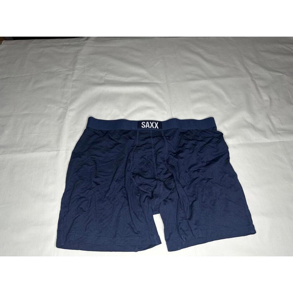 SAXX Men's Ultra Super Soft Boxer Briefs Underwear Navy Blue  Size L